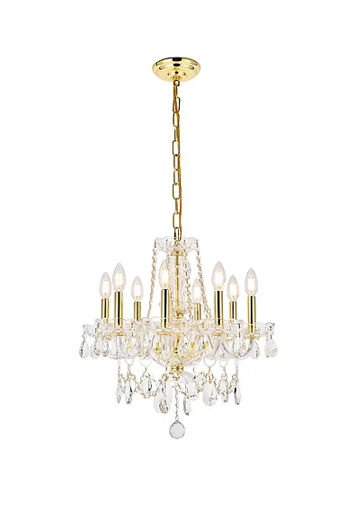 Elegant Princeton 8 Light Gold Chandelier Clear Royal Cut Crystal V7838D20G/RC