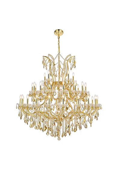 Elegant Maria Theresa 41 Light Gold Chandelier Golden Teak (Smoky) Royal Cut Crystal 2800G52G-GT/RC