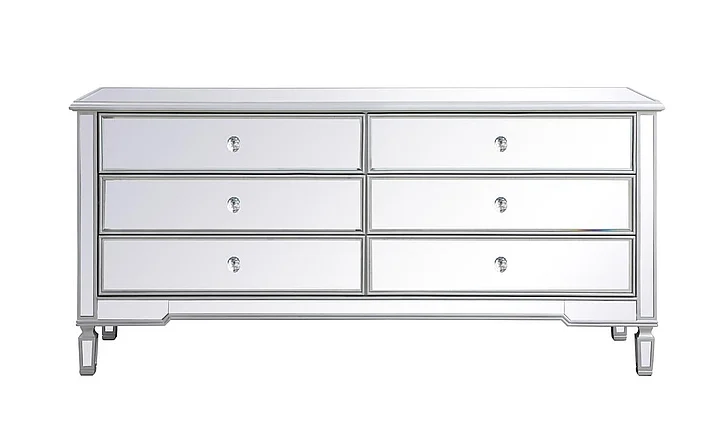 Elegant Contempo 72 In. Mirrored Chest in Antique Silver MF63672S