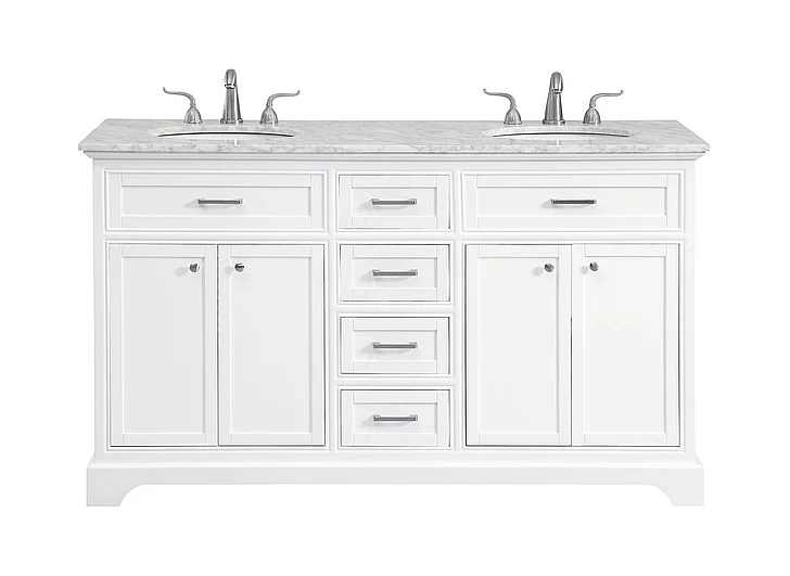 Elegant 60 In. Double Bathroom Vanity Set in White VF15060DWH