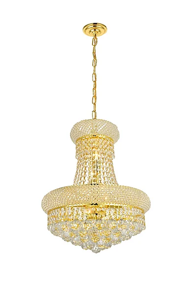 Elegant Primo 8 Light Gold Pendant Clear Royal Cut Crystal V1800D16G/RC