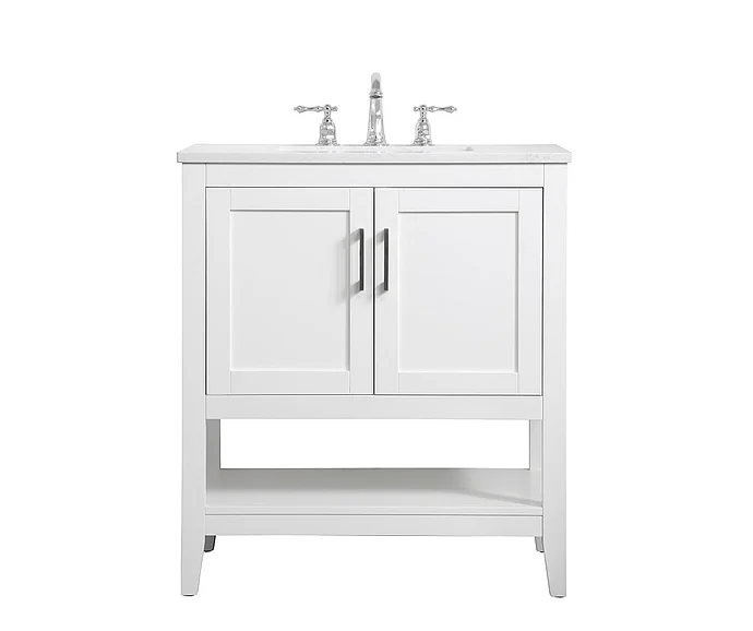 Elegant 30 In. Single Bathroom Vanity in White VF16030WH
