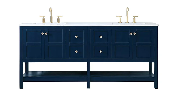 Elegant 72 In. Double Bathroom Vanity in Blue VF16472DBL