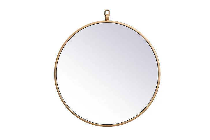 Elegant Metal Frame Round Mirror with Decorative Hook 18 In. in Brass MR4718BR