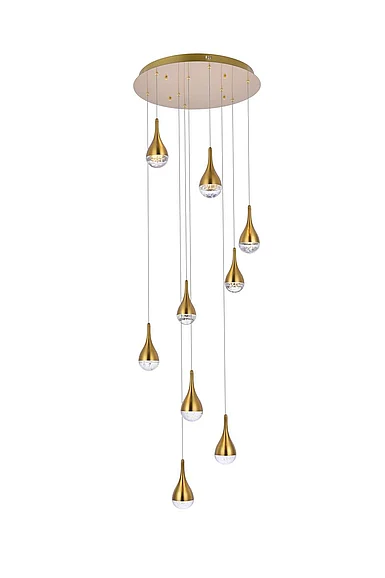 Elegant Amherst 24 In. Led Chandelier in Satin Gold 3809D24SG