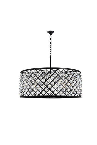 Elegant Madison 10 Light Matte Black Chandelier Clear Royal Cut Crystal 1214G43MB/RC