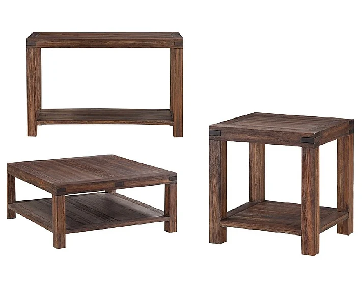 Modus Furniture Meadow 3-Piece Occasional Living Room Set in Brick Brown