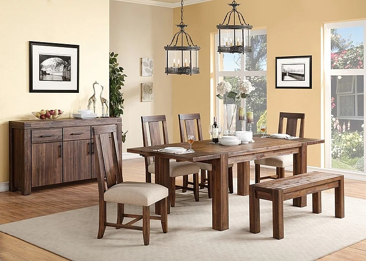 Modus Furniture Meadow 6pc Dining Room Set in Brick Brown