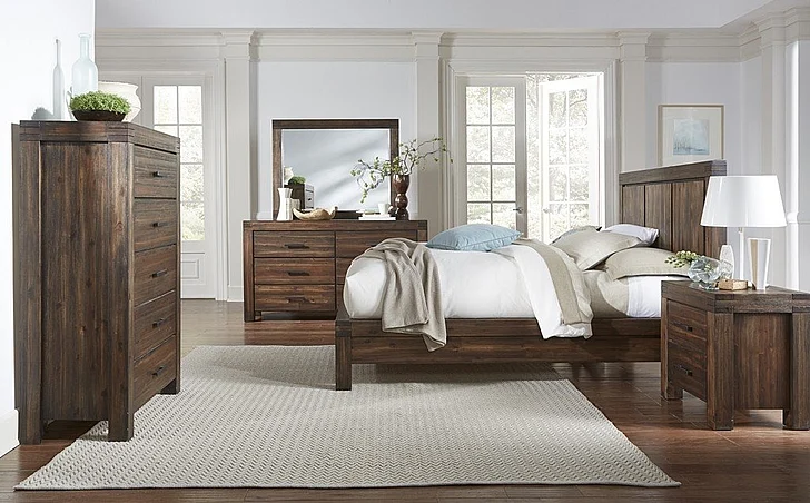 Modus Meadow 4-Piece Platform Bedroom Set in Brick Brown