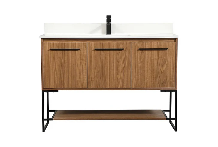 Elegant 48 In. Single Bathroom Vanity in Walnut Brown with Backsplash VF42548WB-BS CLOSEOUT