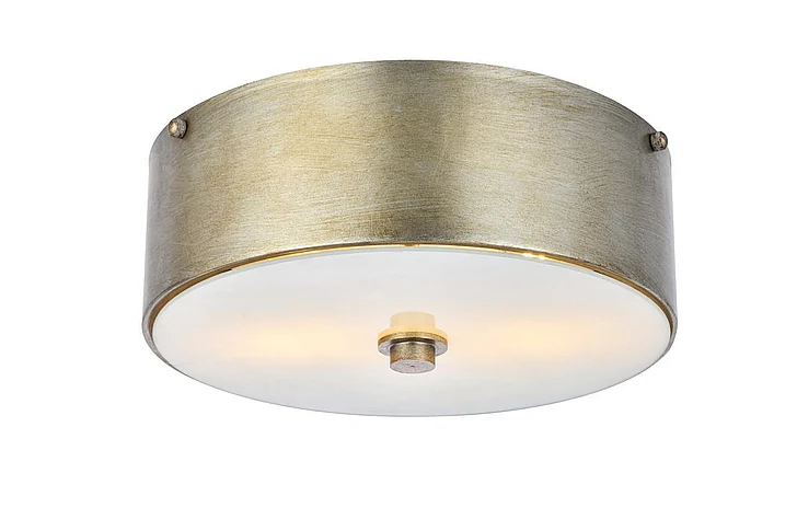 Elegant Hazen 2 Light 12 In. Vintage Silver Flush Mount LD6023