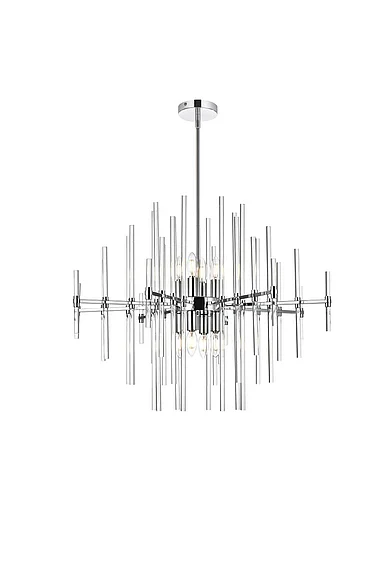 Elegant Sienna 31 In. Crystal Rod Pendant in Chrome 2502D31C