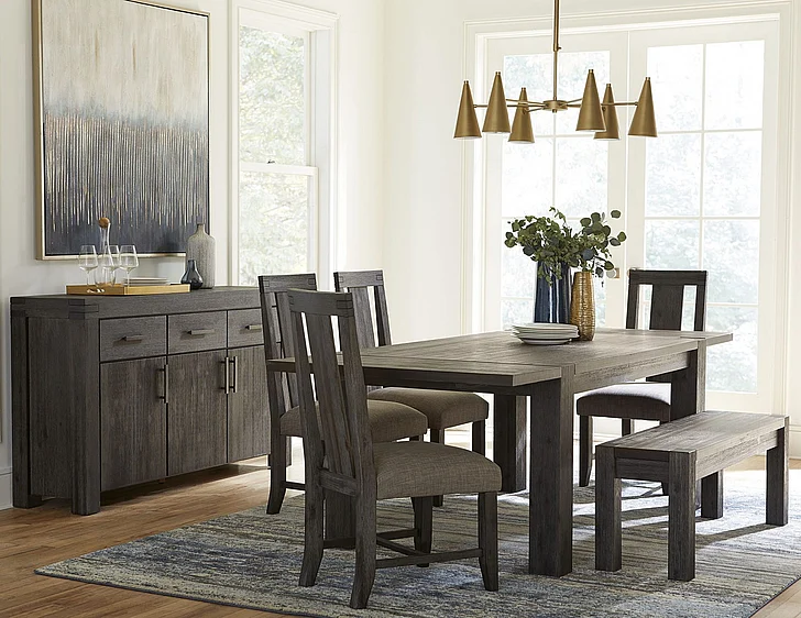 Modus Furniture Meadow 6pc Dining Room Set in Graphite