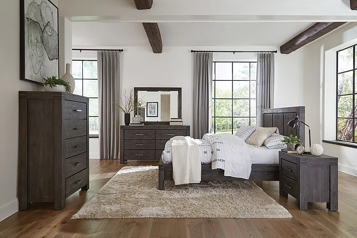 Modus Meadow 4-Piece Platform Bedroom Set in Graphite