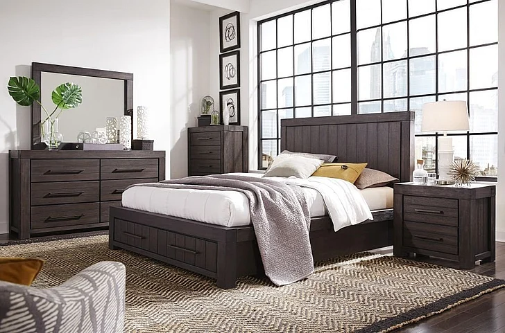 Modus Heath 4-Piece Storage Bedroom Set in Basalt Grey