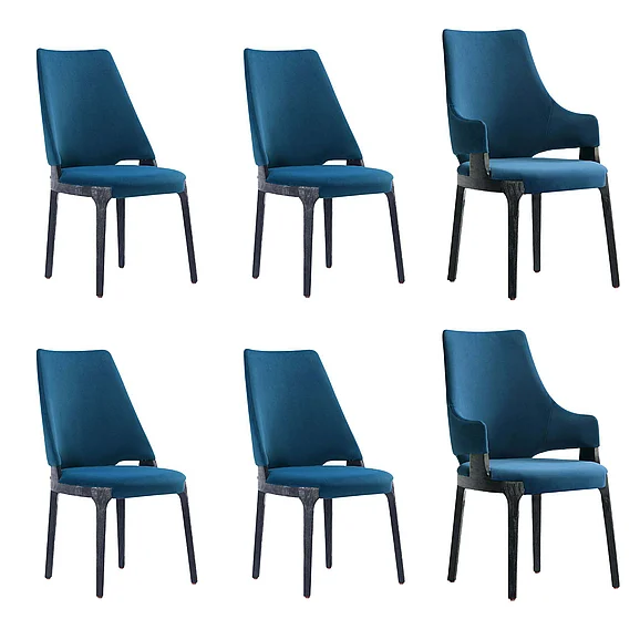 Manhattan Comfort Kara 6-Piece Dining Chair Set in Blue 4-DC057-BL