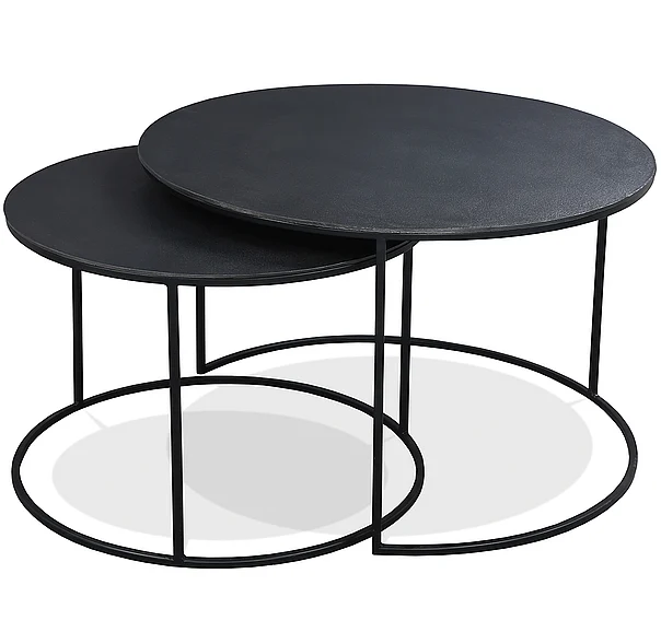 Riverside Furniture Declan Round Nesting Coffee Table in Black 40003