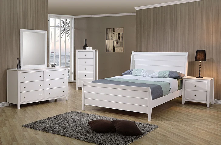 Coaster Selena Youth 4pc Sleigh Bedroom Set in White 400231
