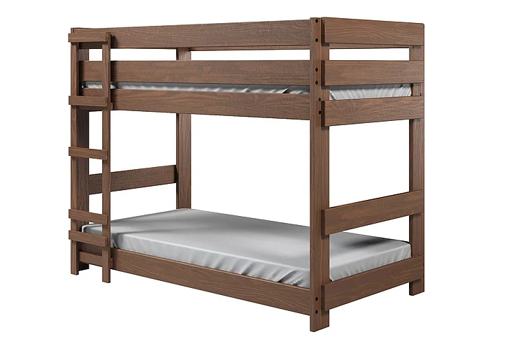 Pine Crafter Furniture Big Bear Double Twin One-Piece Adult Bunk Bed w/Ladder in Mahogany Brown 4006-Mah
