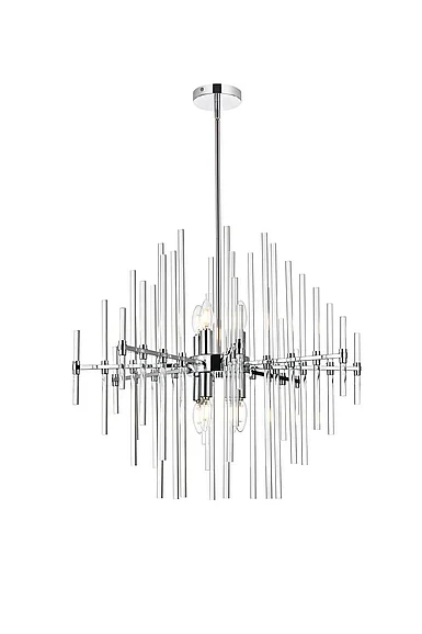 Elegant Sienna 27 In. Crystal Rod Pendant in Chrome 2502D27C