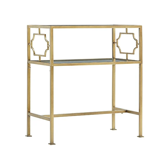 Comfort Pointe Gretna Rectangular Antique Gold Metal and Glass Accent Table 4009-AT
