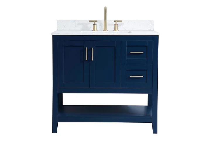 Elegant 36 In. Single Bathroom Vanity in Blue with Backsplash VF16036BL-BS