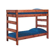 Pine Crafter Furniture Twin/Twin One-Piece Bunk Bed in Mahogany Brown 4011-Mah