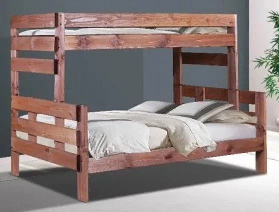 Pine Crafter Furniture Twin/Full Stackable Bunk Bed in Mahogany Brown 4016-Mah