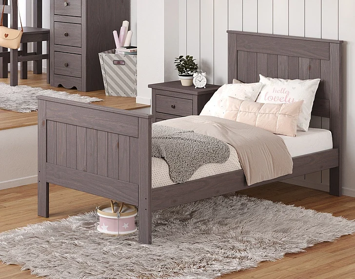 Pine Crafter Furniture Heartland Twin Panel Bed (Includes HB/FB and Rails) in Walnut Gray 4021-Wal CLOSEOUT