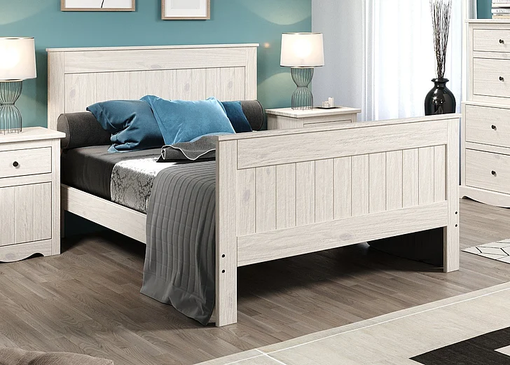 Pine Crafter Furniture Heartland Full Panel Bed (Includes HB/FB and Rails) in Antique White 4021F-Atq CLOSEOUT