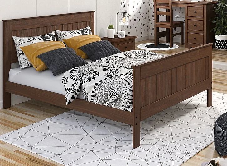 Pine Crafter Furniture Heartland Queen Panel Bed (Includes HB/FB and Rails) in Mahogany Brown 4021Q-Mah