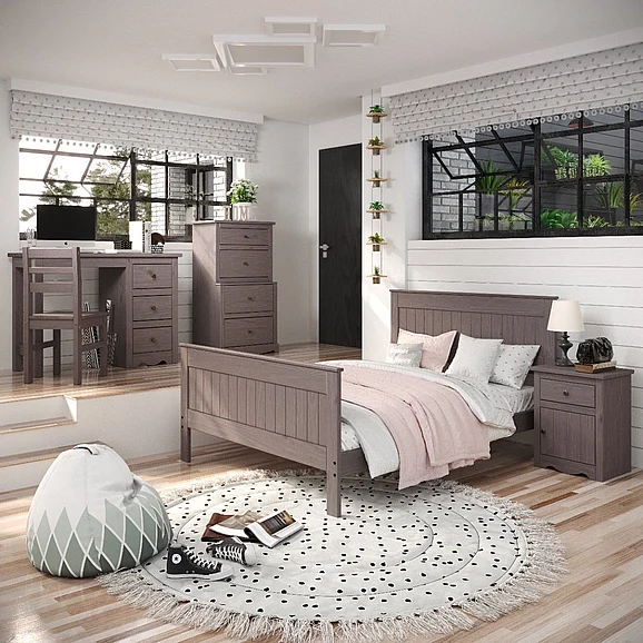 Pine Crafter Furniture Heartland 4pc Heartland Panel Bed in Mahogany Brown