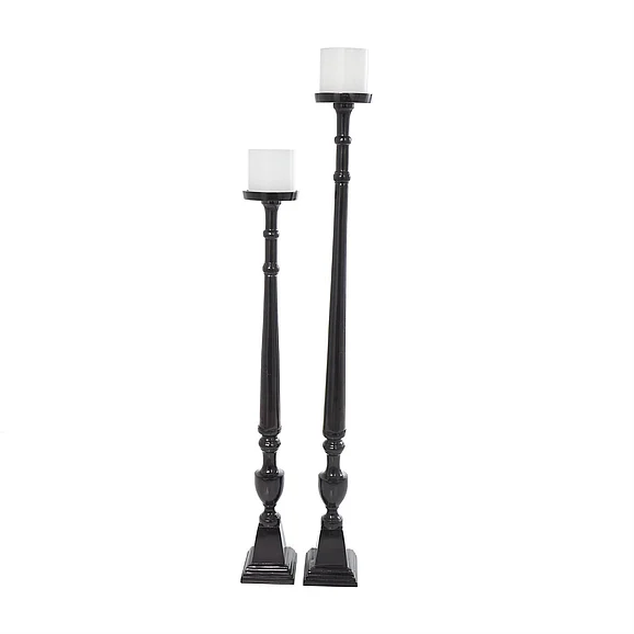 UMA Black Aluminum Metal Tall Floor Decorative Candle Holder, Set of 2 42, 34H | 40223