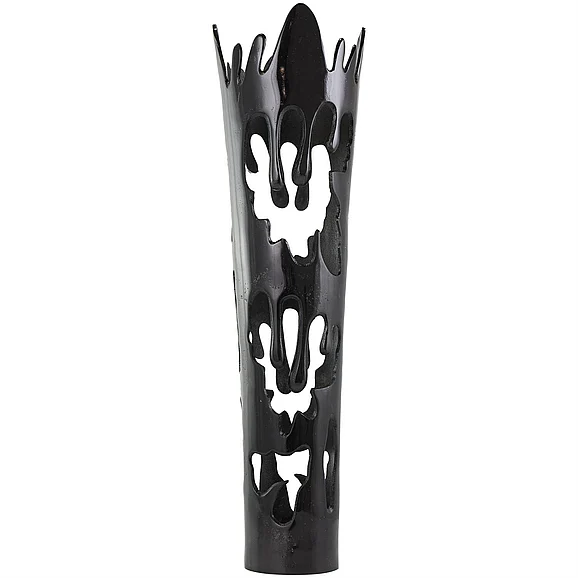 UMA Black Aluminum Metal Abstract Drip Decorative Vase with Melting Designed Body, 9" x 8" x 31" | 40232 CLOSEOUT