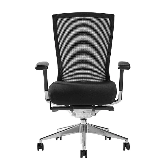 Euro Style Oroblanco High Back Office Chair in Black Mesh and Fabric Seat with Polished Aluminum Base 402B