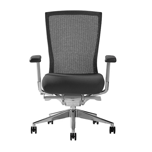 Euro Style Oroblanco High Back Office Chair in Gray Mesh and Fabric Seat with Polished Aluminum Base 402W