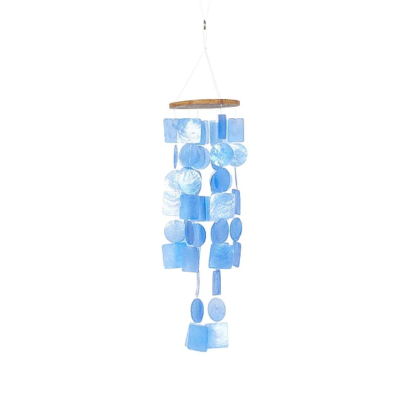 UMA Blue Capiz Shell Waterfall Indoor Outdoor Windchime, 6 x 6 x 26 | 40316