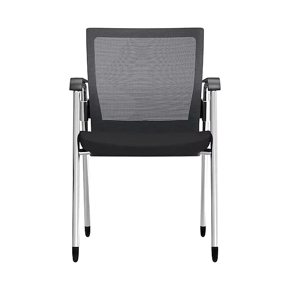 Euro Style Oroblanco Visitor Chair in Black Mesh and Fabric Seat with Chrome Frame 403B (Set of 2)