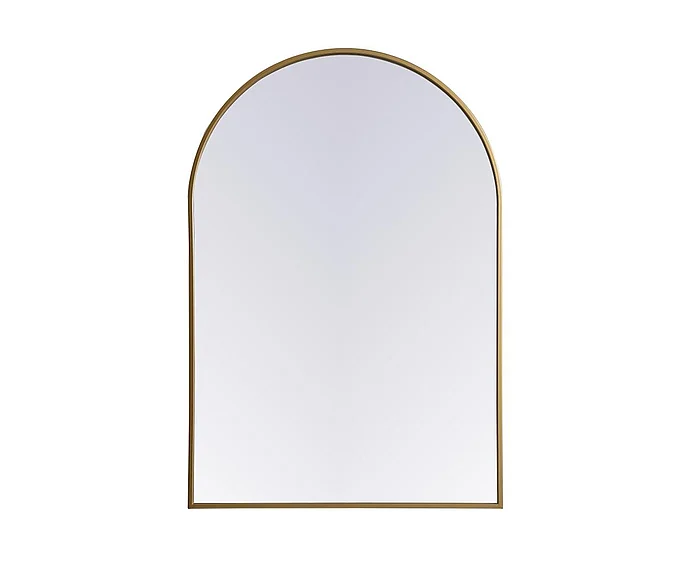 Elegant Metal Frame Arch Mirror 27X40 In. in Brass MR1A2740BRS