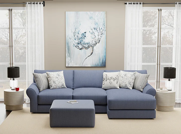 Jackson Cape May 2-Piece RSF Chaise Sectional in Denim/Chambray