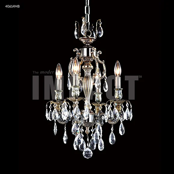 James R. Moder Brindisi Collection 4 Lights Crystal Chandelier in Monaco Bronze 40614MB0GT