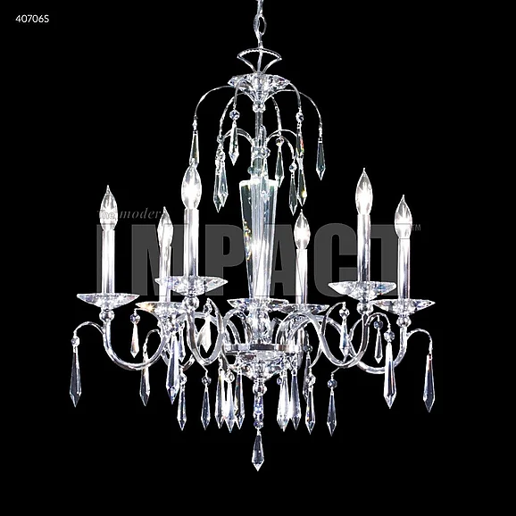James R. Moder Contemporary Collection 6 Light Crystal Chandelier in Silver 40706S00
