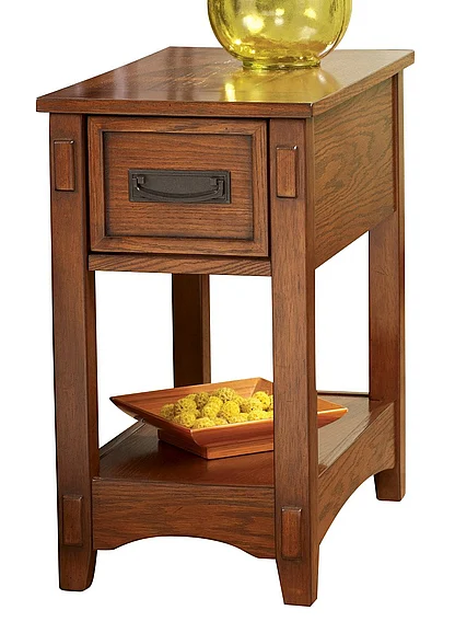 Breegin Oak Veneer Chair Side End Table in Brown FedEx/UPS