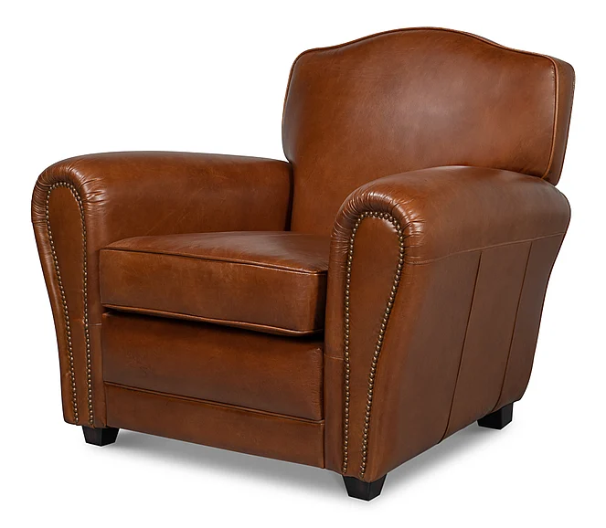 Sarreid Elite French Club Chair in Brown 40802 CLEARANCE