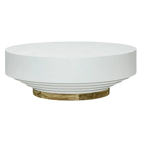 Artesia Tambor Round Outdoor Coffee Table in White 7-CT-TAMBOR