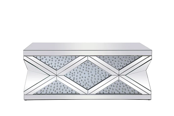 Elegant 47.5 In. Rectangle Crystal Coffee Table Clear Royal Cut Crystal MF92010