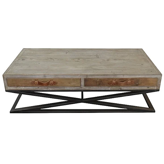 Moti Furniture Rhine Cocktail Table W/ Leather Strap in Grey