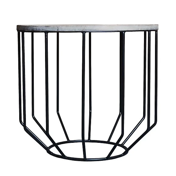 Moti Furniture Rhine Metal/Wood Side Table in Black/Grey