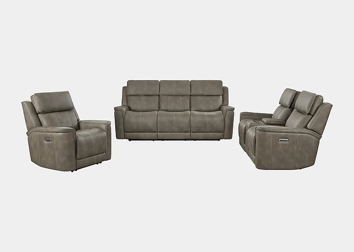 Corinthian Furniture Gallup 2pc Power Headrest Reclining Sofa Living Room Set w/Drop Down in Greensboro-Walnut