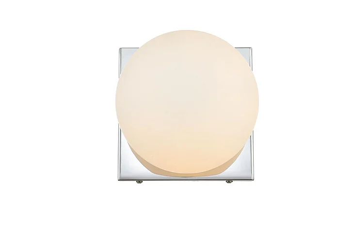 Elegant Jaylin 1 Light Chrome and Frosted White Bath Sconce LD7303W6CH